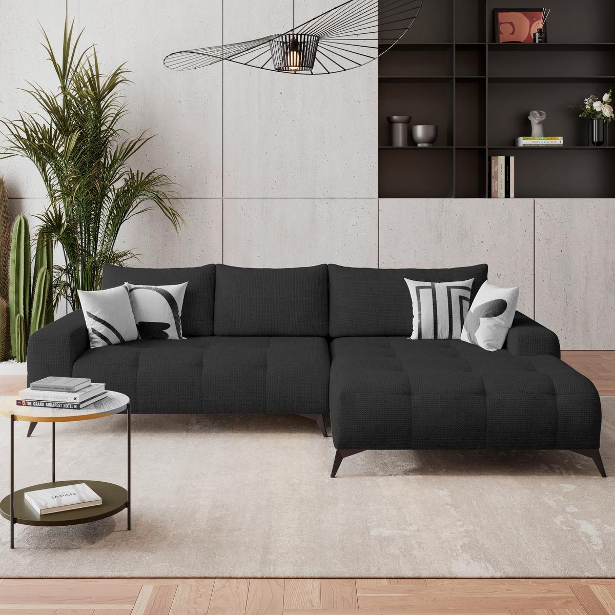 Kutna Garnitura Mauro - crna, Trend, tekstil/metal (290/175cm) - Luca Bessoni