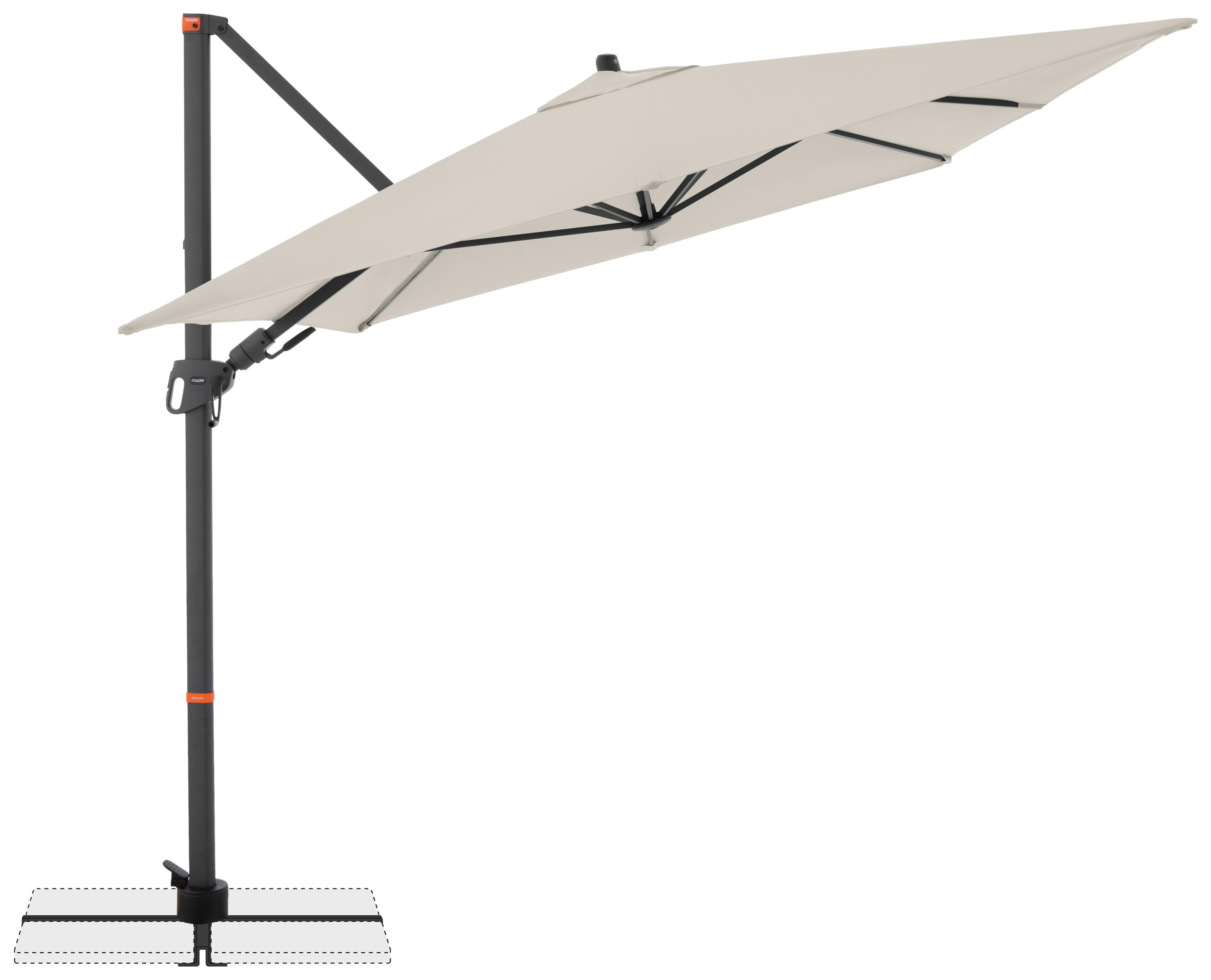 Ampelschirm Myzone Naturfarben ca. 320x240cm - Anthrazit/Naturfarben, Basics, Textil/Metall (320/240cm) - Doppler