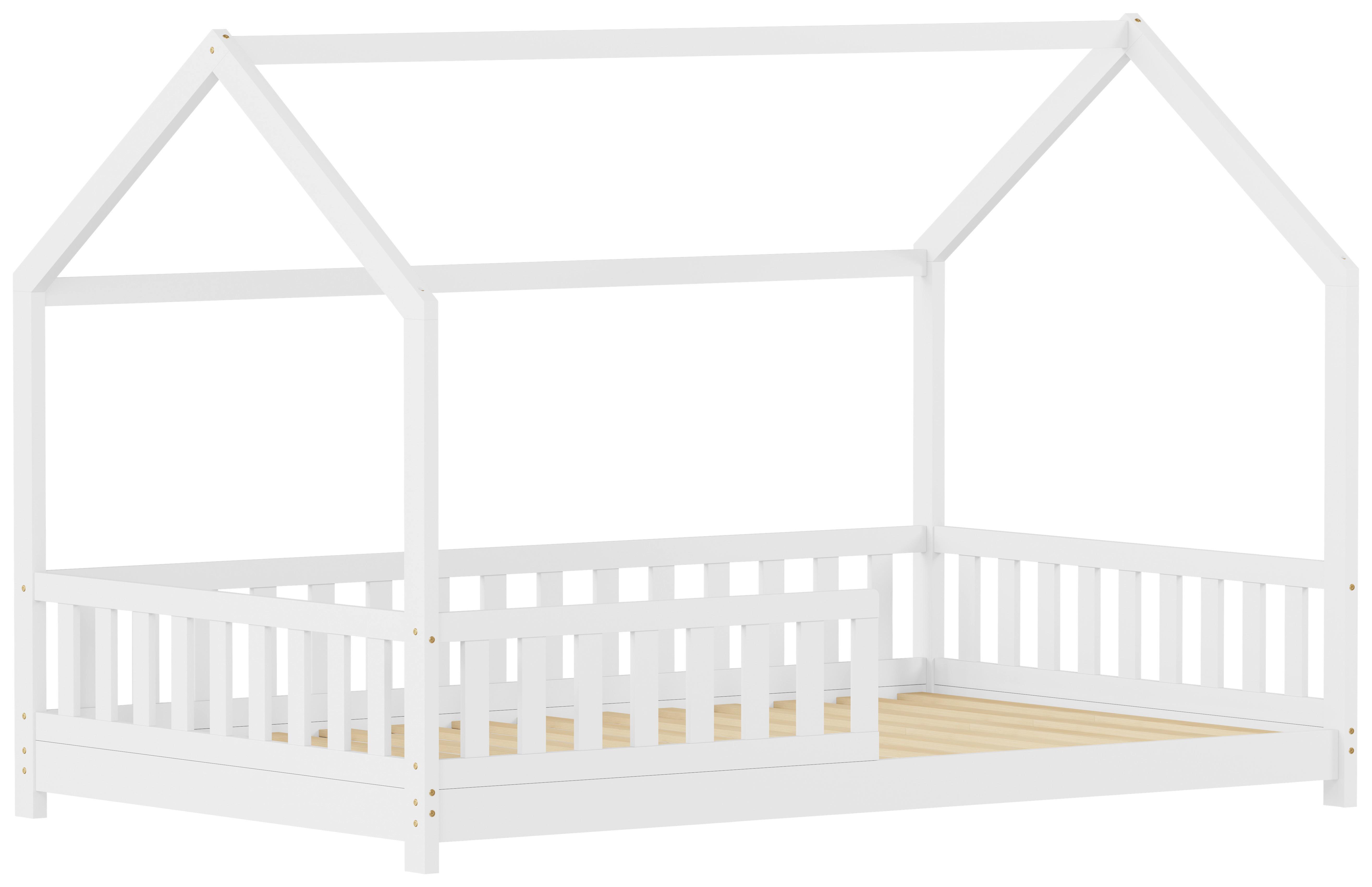 Bodenbett Kids - Weiss/Naturfarben, Konventionell, Holz (120/200cm) - Mömax