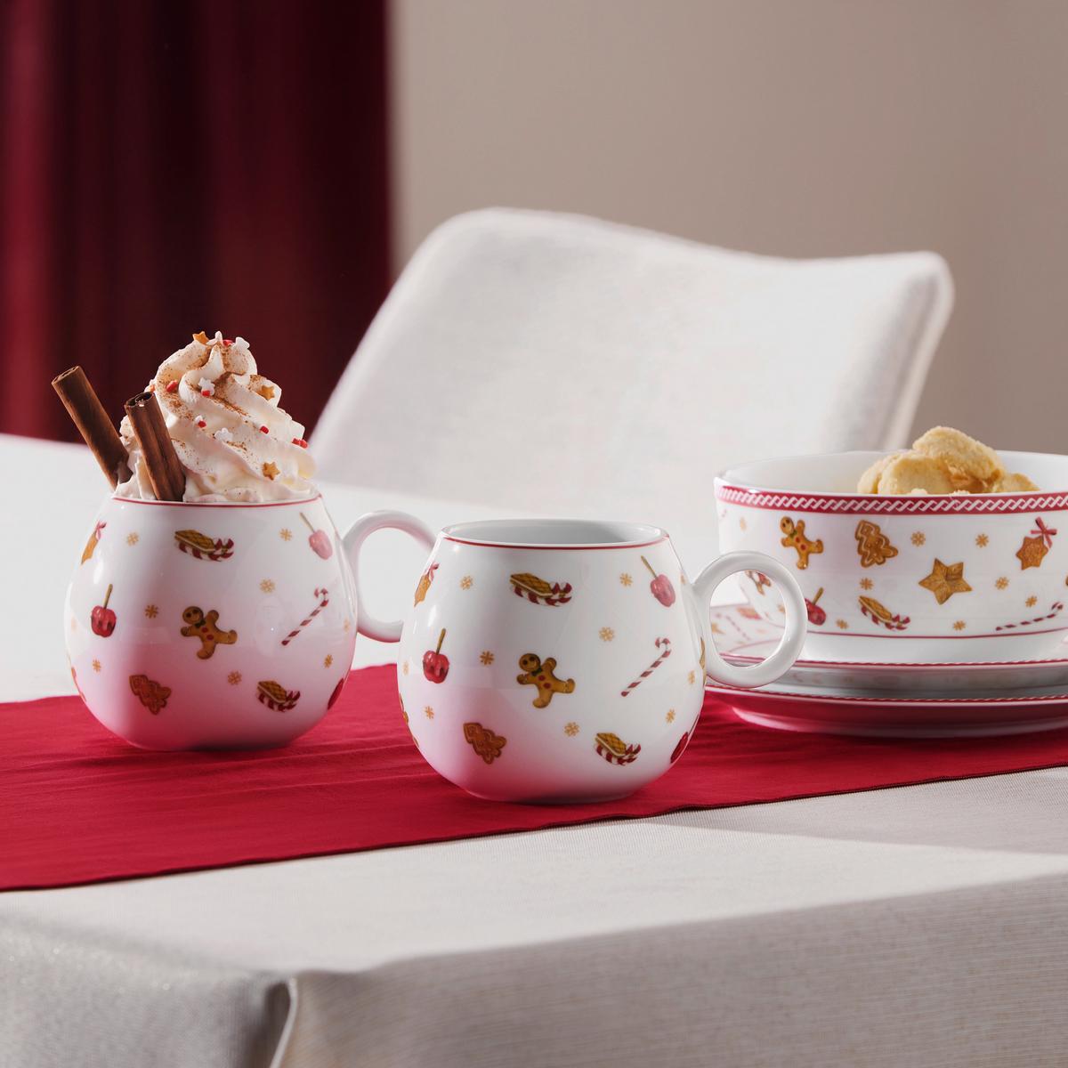 Tasse XMAS-Ginger Rot/Weiß ca. 430ml - Rot/Weiß, KONVENTIONELL, Keramik (10,3/8,5cm) - Mömax