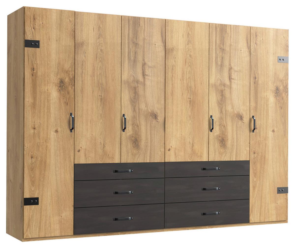 Ormar S Klasičnim Vratima Detroit - boje grafita/boje hrasta, Basics, drvni materijal/metal (300/216/58cm) - Modern Living