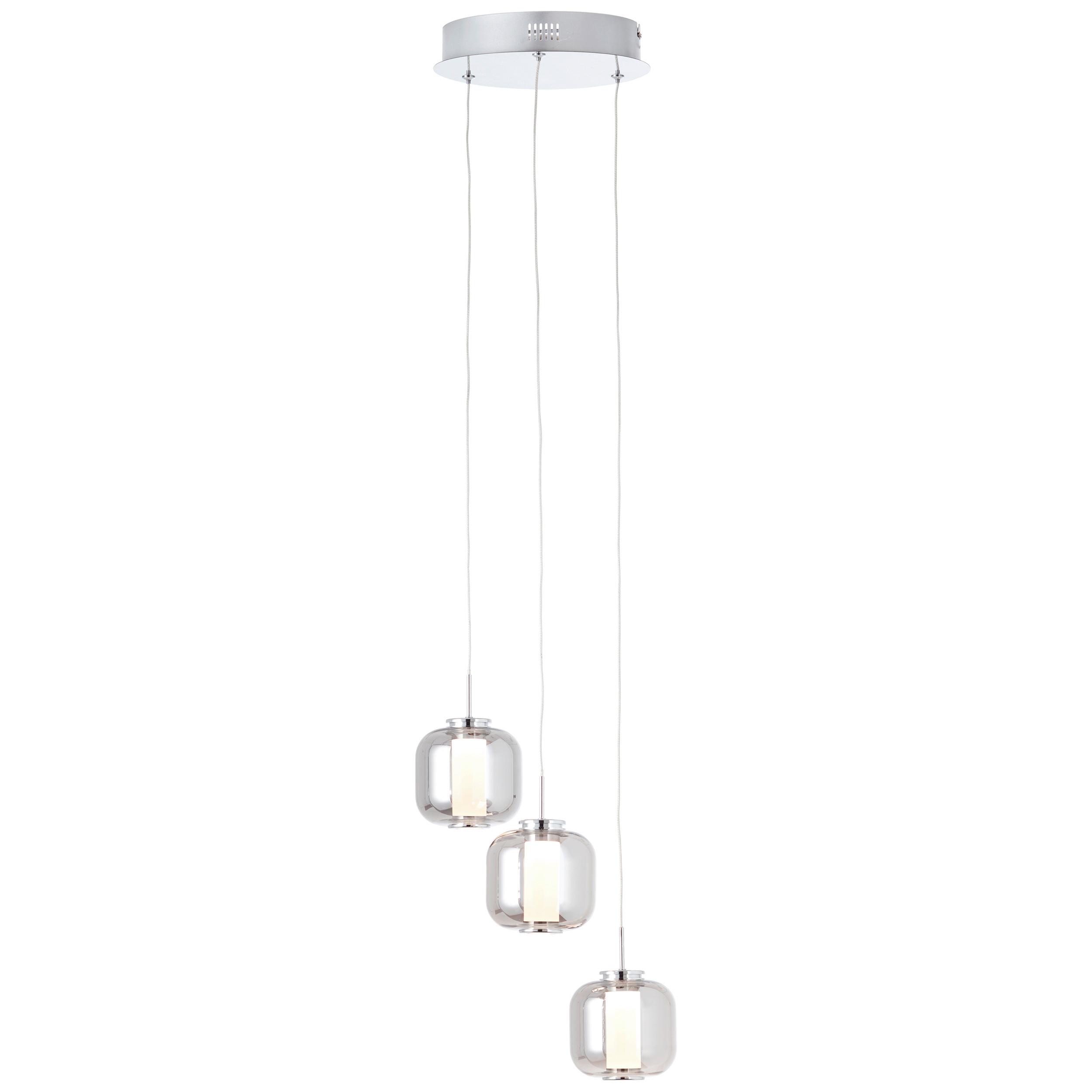LED-Hängeleuchte Rafa Chromfarben/Grau max. 18 Watt - Chromfarben/Grau, Design, Glas/Kunststoff (22/125cm)