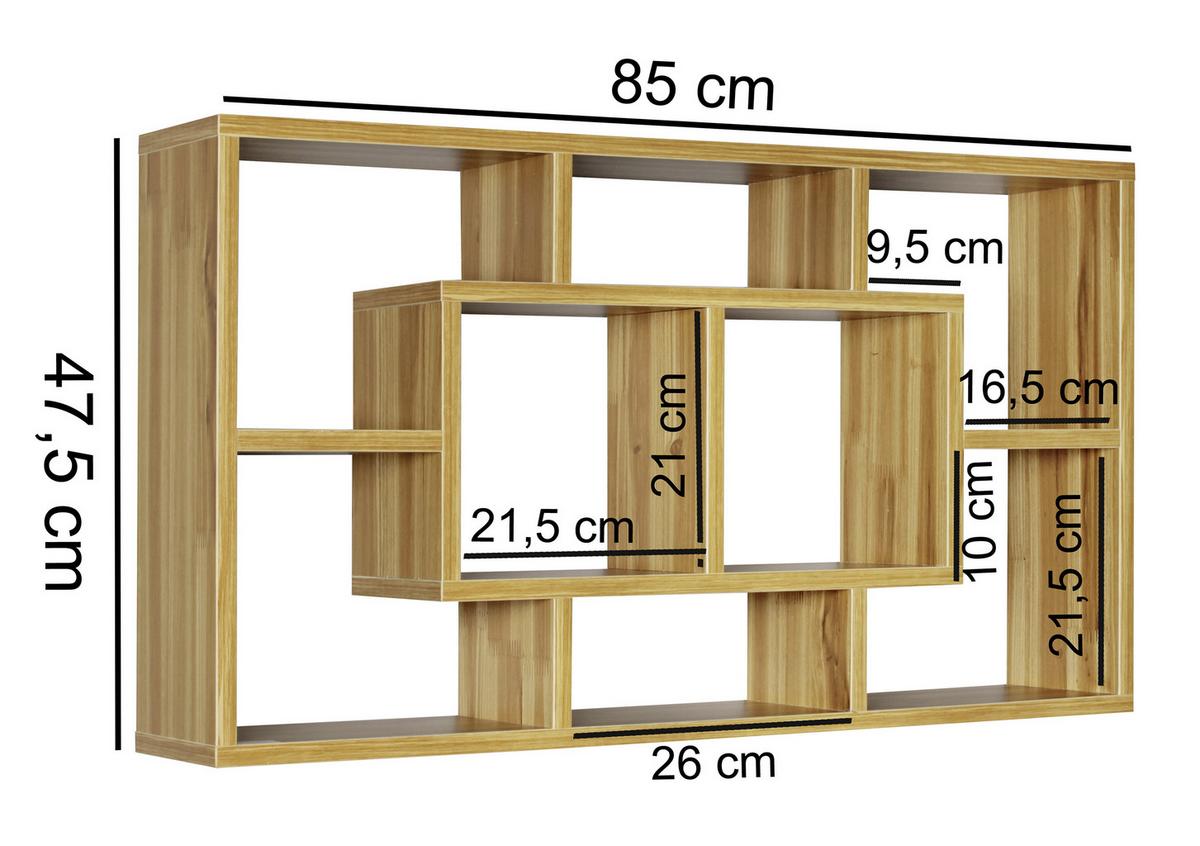 Stenski Regal Alex - barve bukve, Konvencionalno, leseni material (85/47,5/16cm) - MID.YOU