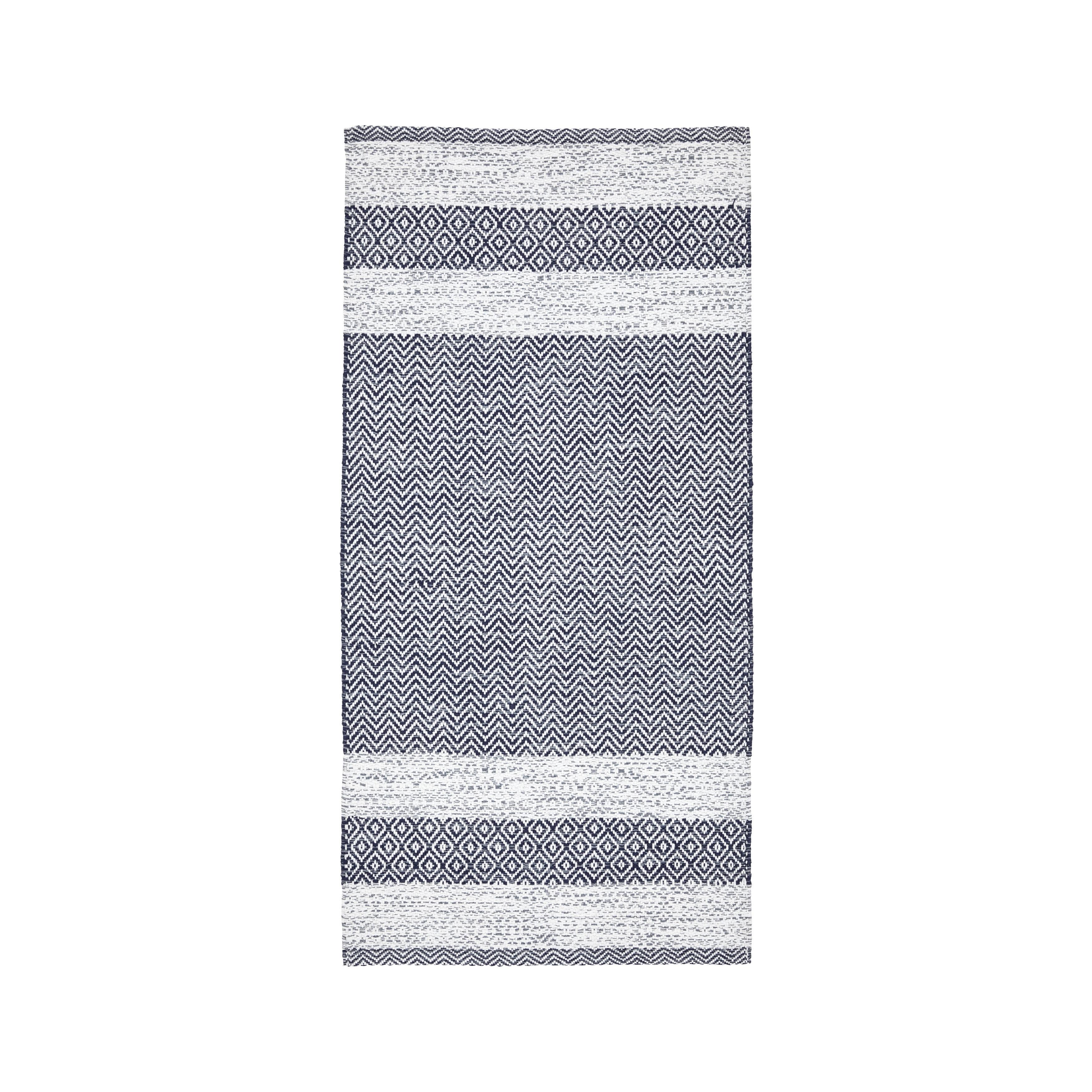 Covor țesut de mână ELISA - alb/gri albastru, Modern, textil (60/120cm) - Modern Living