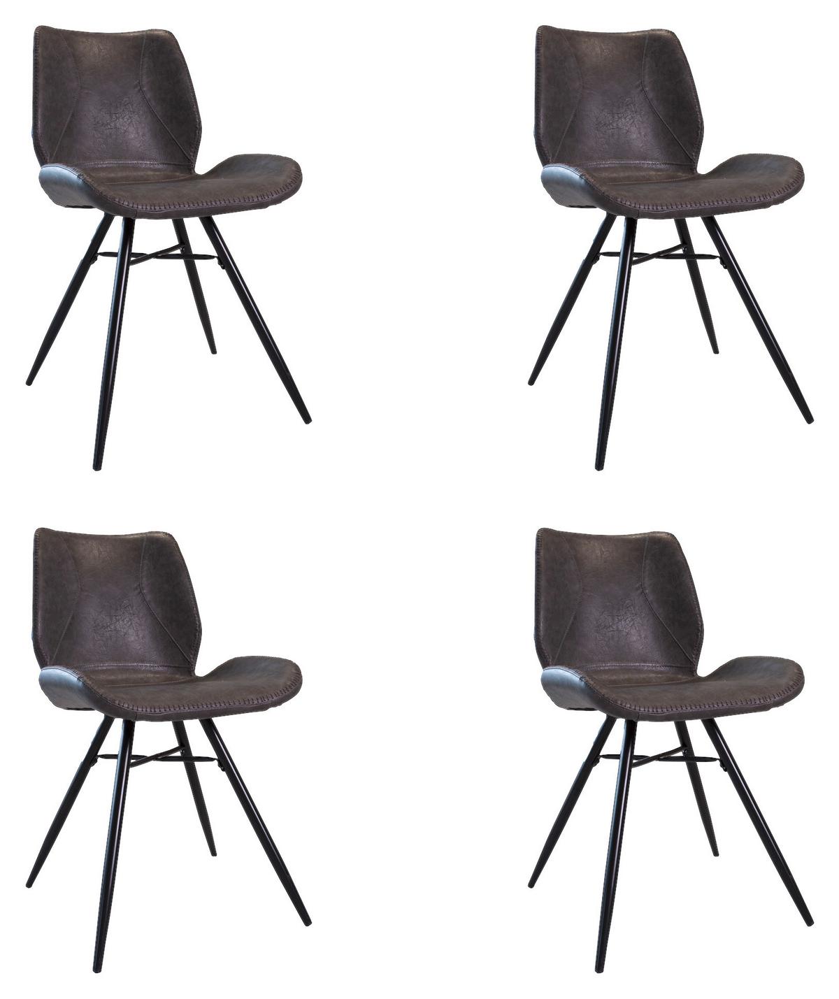 Stuhl-Set Barron 4er-Set ca. 47x82 cm Anthrazit - Anthrazit/Schwarz, KONVENTIONELL, Textil/Metall (47/82/55cm) - MID.YOU