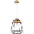 Hängeleuchte Jari, max. 60 Watt - Schwarz/Naturfarben, MODERN, Holz/Metall (25/120cm) - MÖMAX modern living
