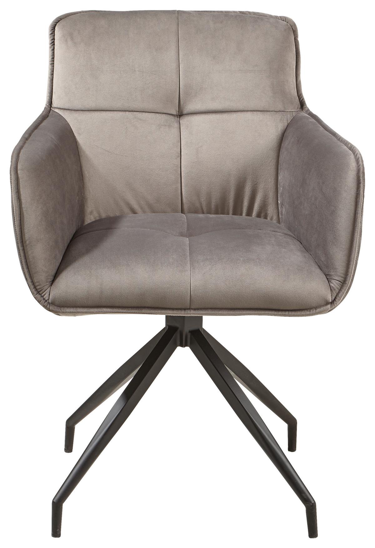 KRZESŁO Z PODŁOKIETNIKAMI GIRON - czarny/szary, Design, metal/tkanina (61,5/88/59cm) - Novel