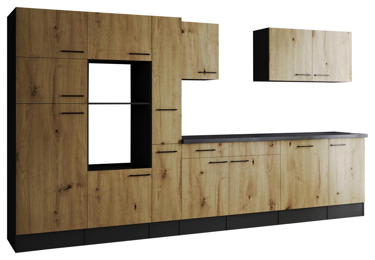 Kuhinjski Blok Brez Naprav Oliver, 370cm - črna/siva, Design, kovina/leseni material (370cm) - Respekta