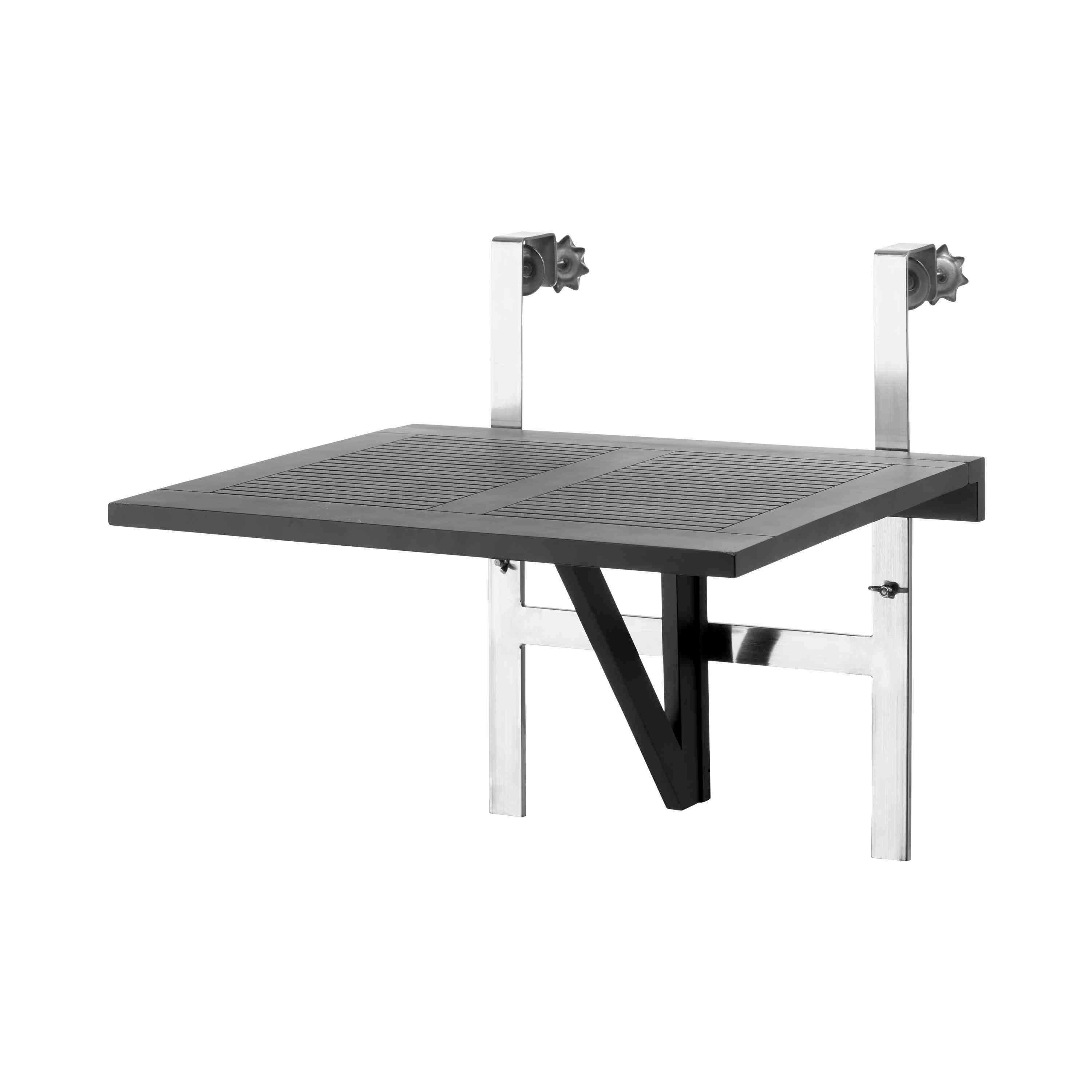 Balkonklapptisch aus Holz ca. 60x54 cm Schwarz - Schwarz, Natur, Holz (60/54/70cm) - Gardenson
