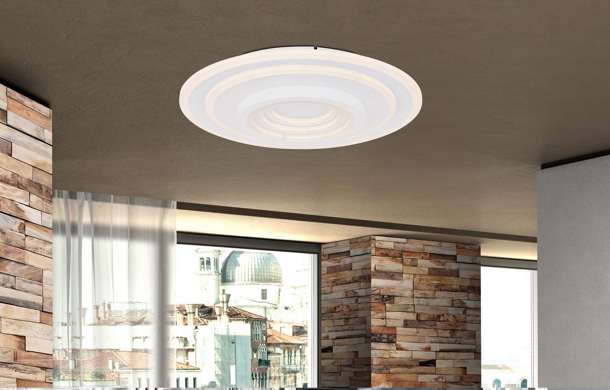 LED-DECKENLEUCHTE 48534-50 BAFUR - Weiss, Design, Kunststoff/Metall (49,5/7cm) - Globo