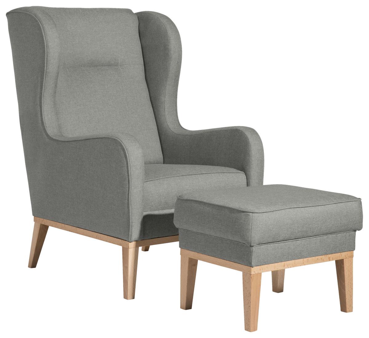 HOCKER ANGELO - Hellgrau/Naturfarben, KONVENTIONELL, Holz/Textil (50/41/41cm) - Max Winzer