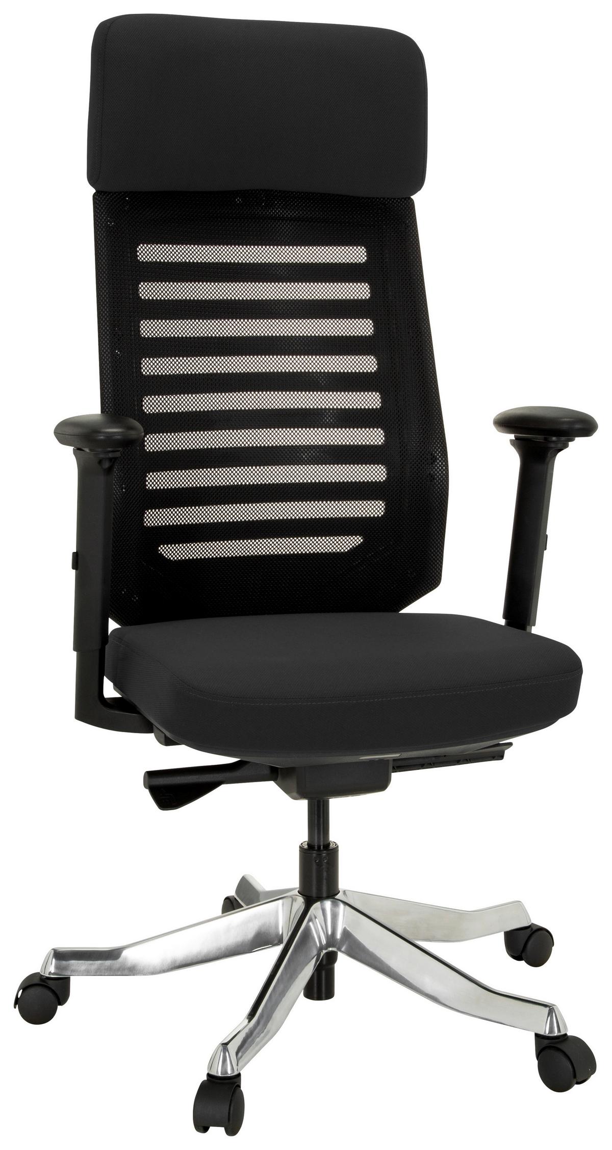 Vrtljivi Stol Asgon, Črna - črna/barve aluminija, Moderno, kovina/umetna masa (68/119/55cm) - MID.YOU