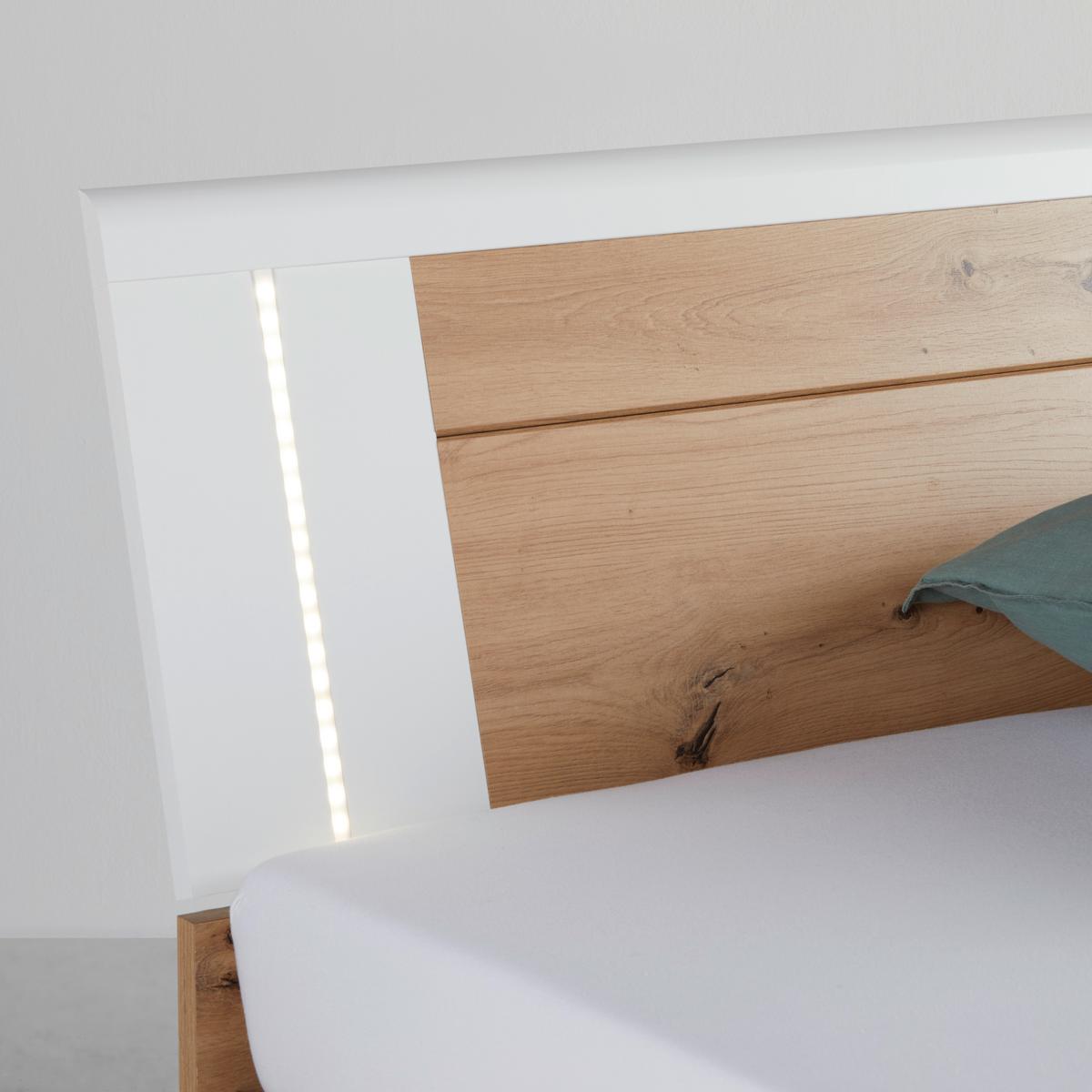 Stauraumbett in Weiß/Eichefarben - Weiß/Eiche Artisan, KONVENTIONELL, Holzwerkstoff (160/200cm) - Mömax