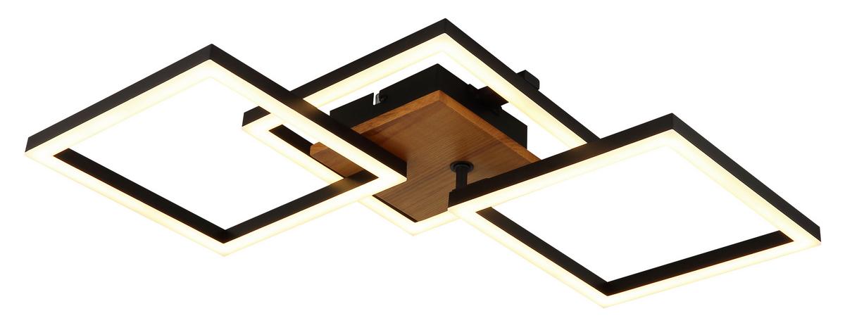 LED-Deckenleuchte Kerry max. 30 Watt. - Dunkelbraun/Opal, Design, Holz/Kunststoff (66/31/7,5cm) - Globo