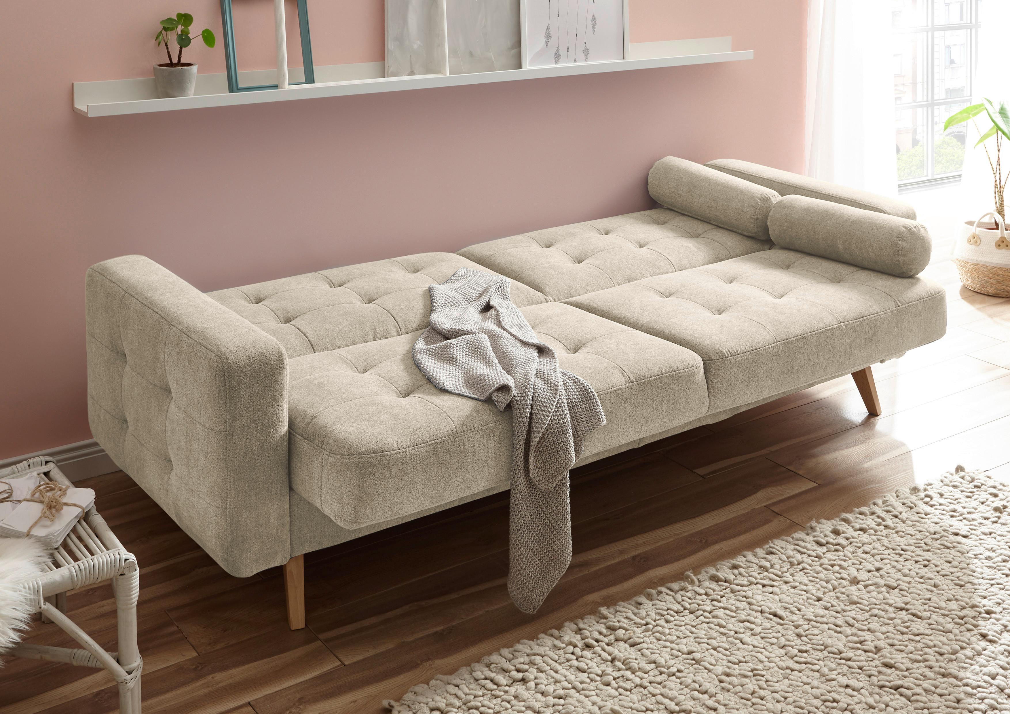Trosjed Na Razvlačenje Fjord - boje hrasta/boje pijeska, Modern, drvni materijal/tekstil (222/86/90cm) - MID.YOU
