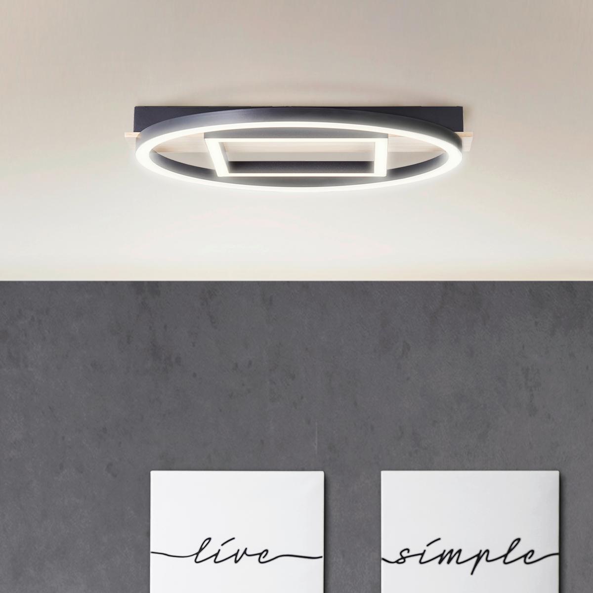 LED-Paneel Maureen Braun/Schwarz ca. 24 Watt - Schwarz/Braun, Design, Holz/Kunststoff (5/39/37cm) - Brilliant