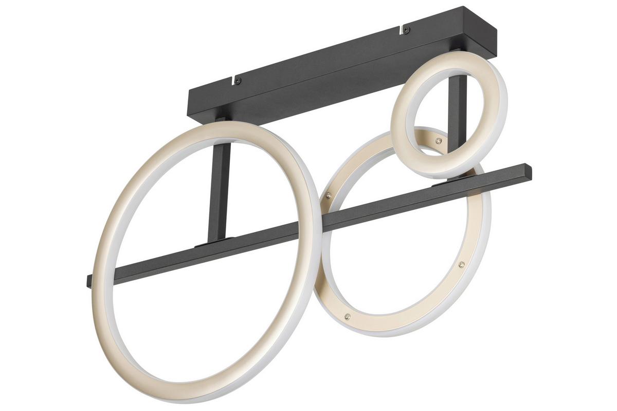 LED-Deckenleuchte Ceyada Schwarz/Champagner max. 40 W - Champagner/Schwarz, Basics, Kunststoff/Metall (65/40/7cm)