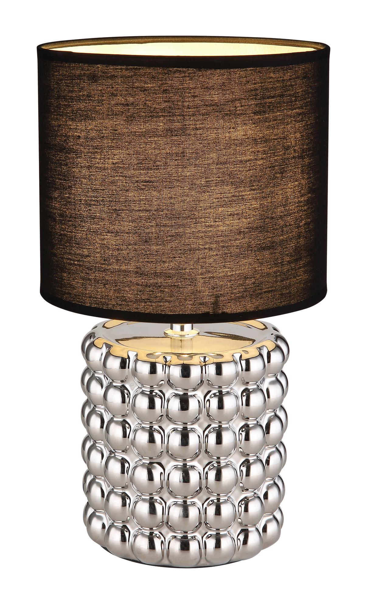 TISCHLEUCHTE 21626C - Chromfarben/Schwarz, Konventionell, Keramik/Textil (18.5/33cm) - Globo