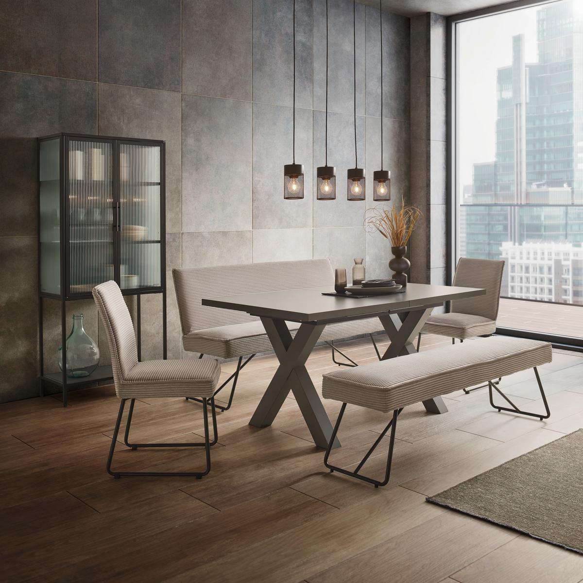 Sitzbank Cora in Grau/Schwarz - Schwarz/Grau, Modern, Textil/Metall - Mömax