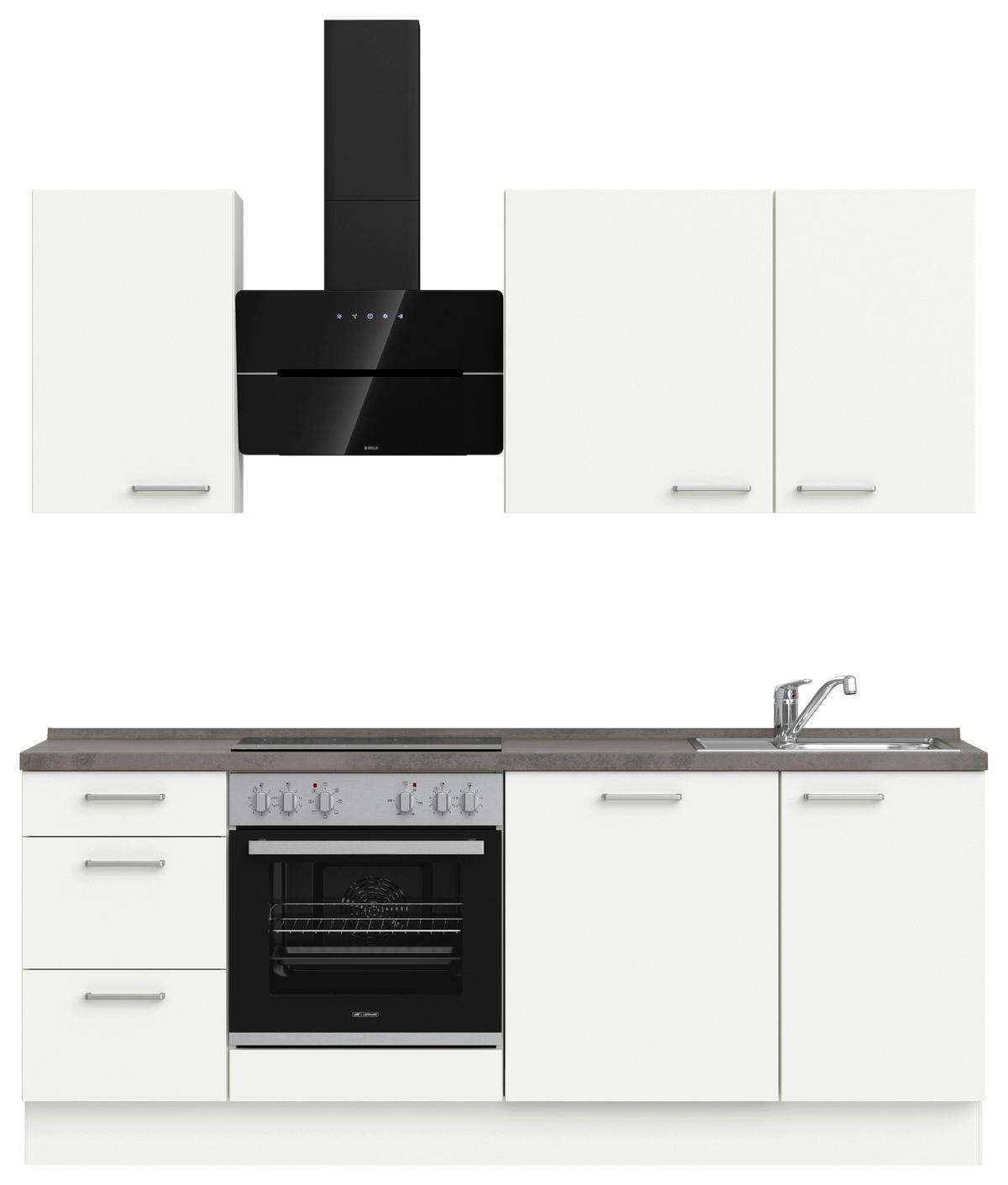 Küchenleerblock Touch High o. Geräte Weiß - Edelstahlfarben/Weiß, MODERN, Holzwerkstoff/Metall (210cm) - Nobilia