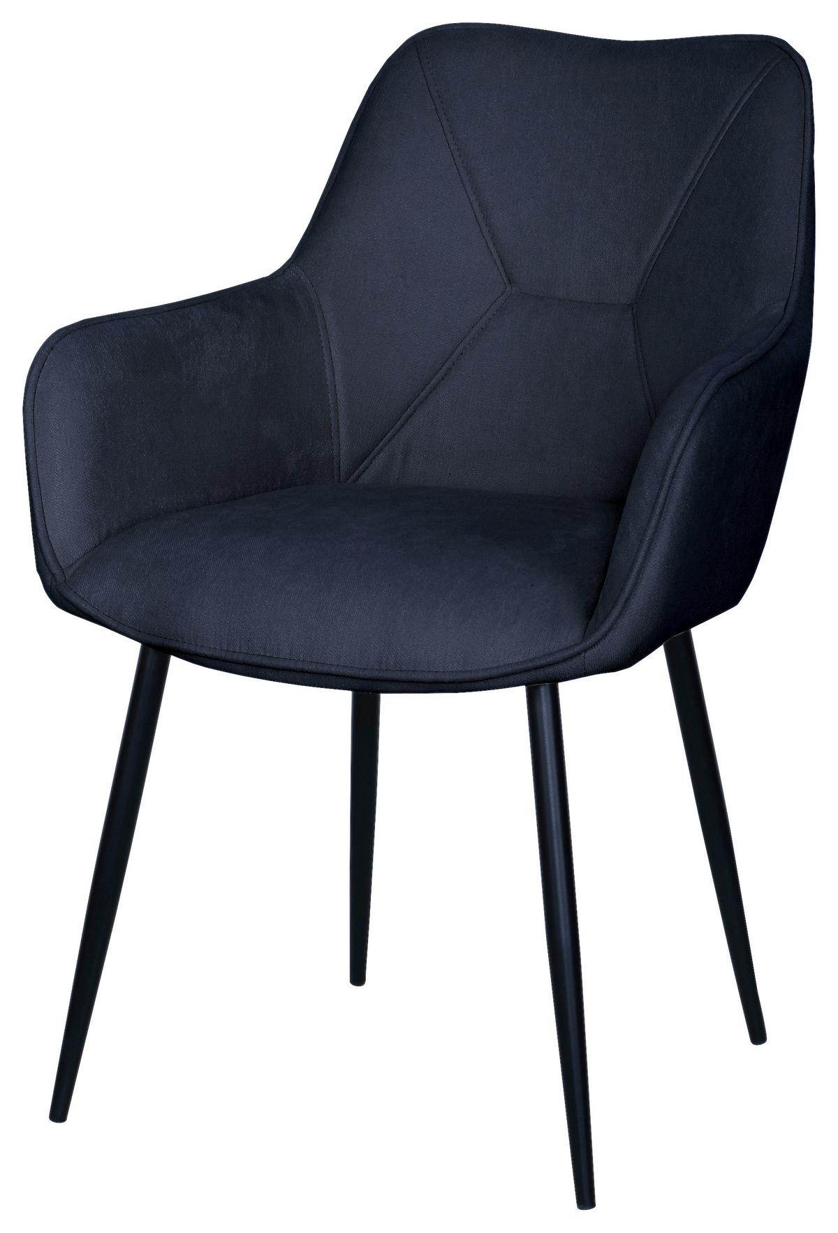 Armlehnstuhl Elena Blau - Blau/Schwarz, MODERN, Holz/Textil (57/85/60cm) - Mömax