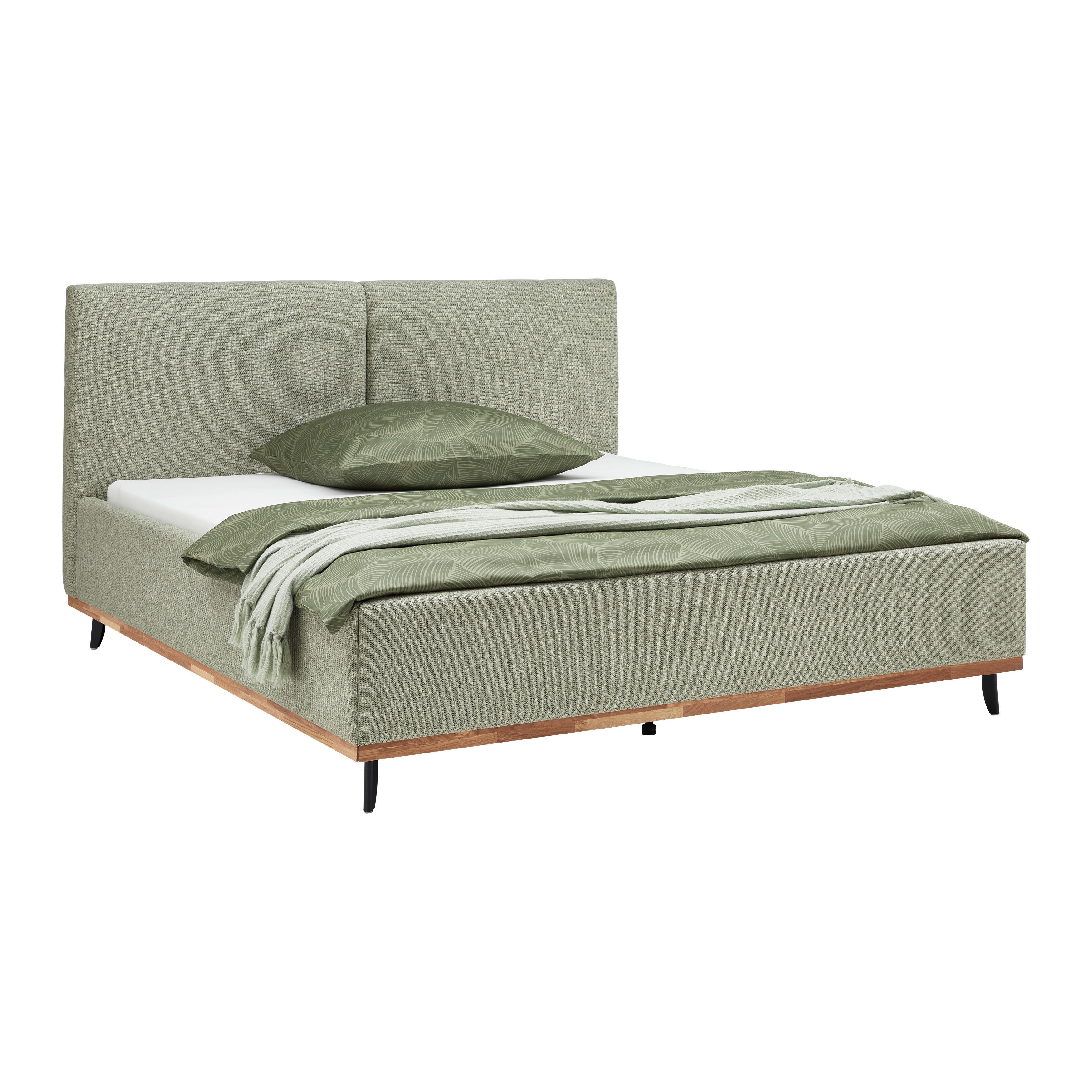 Bett Emily Grün ca. 180x200cm - Schwarz/Grün, Konventionell, Holzwerkstoff/Textil (180/200cm) - Premium Living