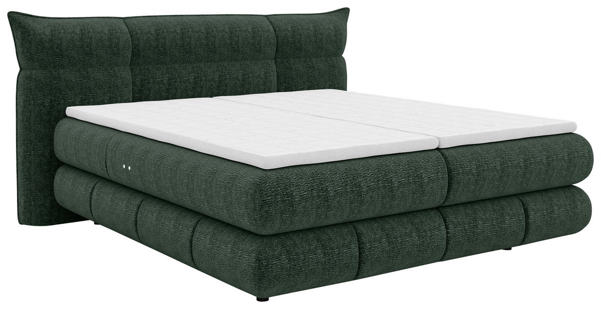 Boxspringbett Auris Dunkelgrün ca. 180x200cm - Dunkelgrün/Schwarz, KONVENTIONELL, Kunststoff/Textil (180/200cm) - Sembella