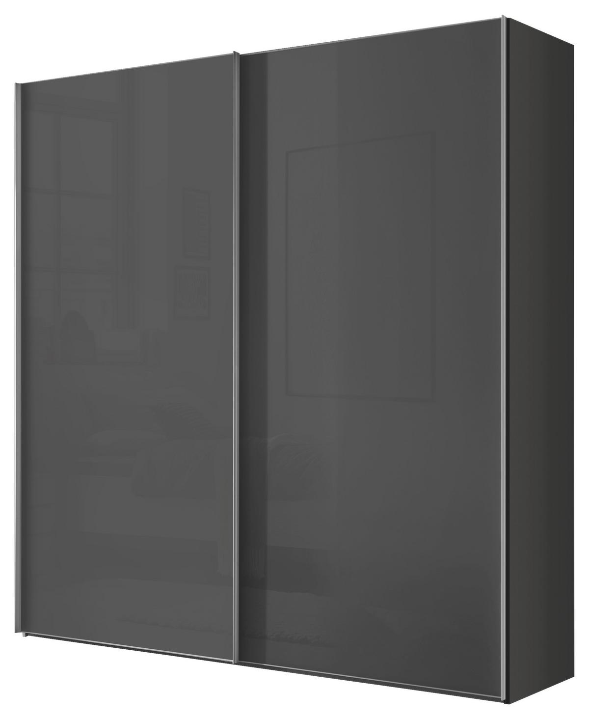 Schwebetürenschrank Lumos Dunkelgrau - Dunkelgrau/Alufarben, Konventionell, Glas/Holzwerkstoff (200/222/68cm) - Based