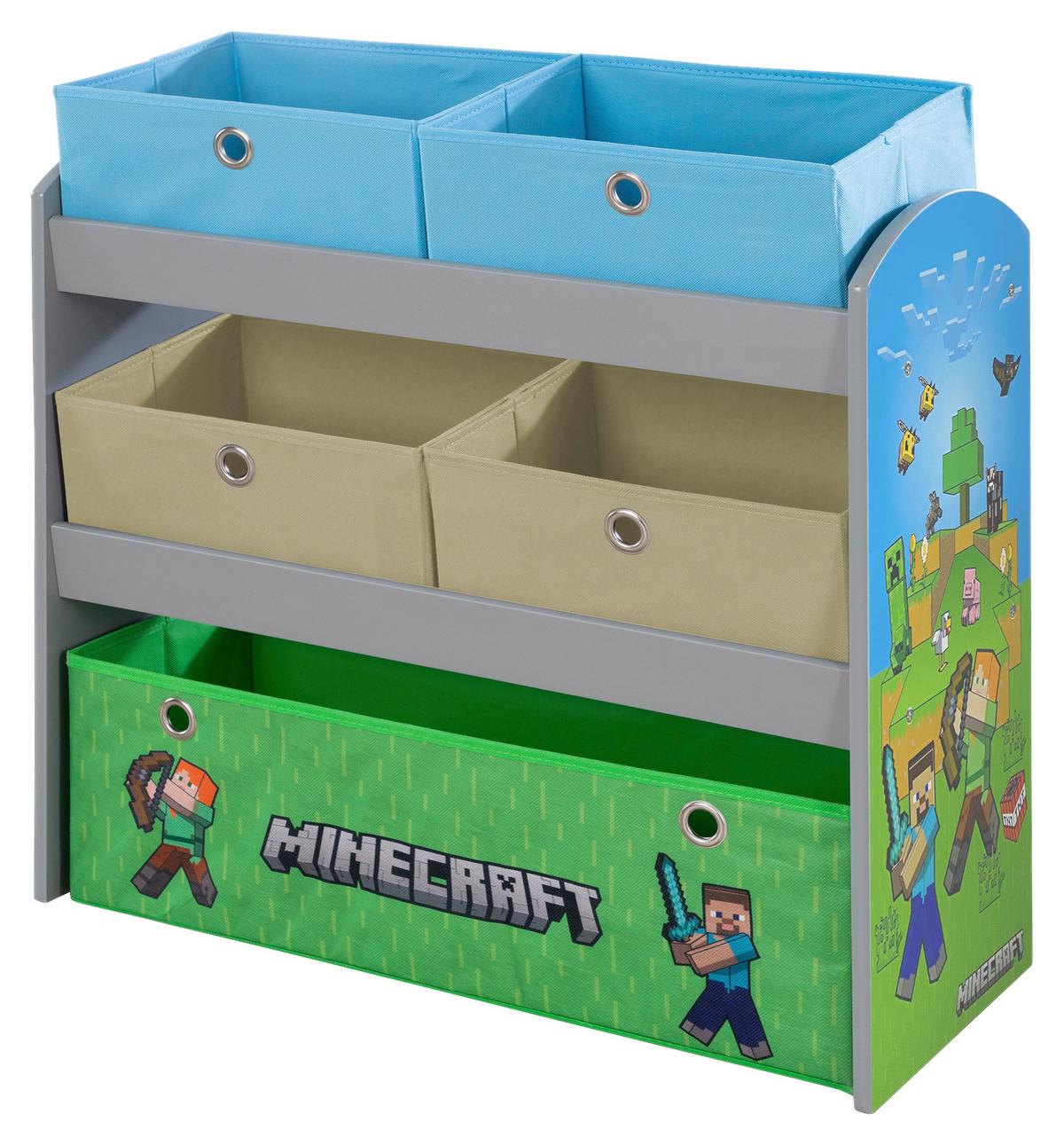Kinderregal Minecraft ca. 60x63,5x30 cm Grün/Blau - Blau/Multicolor, MODERN, Holzwerkstoff/Textil (60/63,5/30cm) - Minecraft