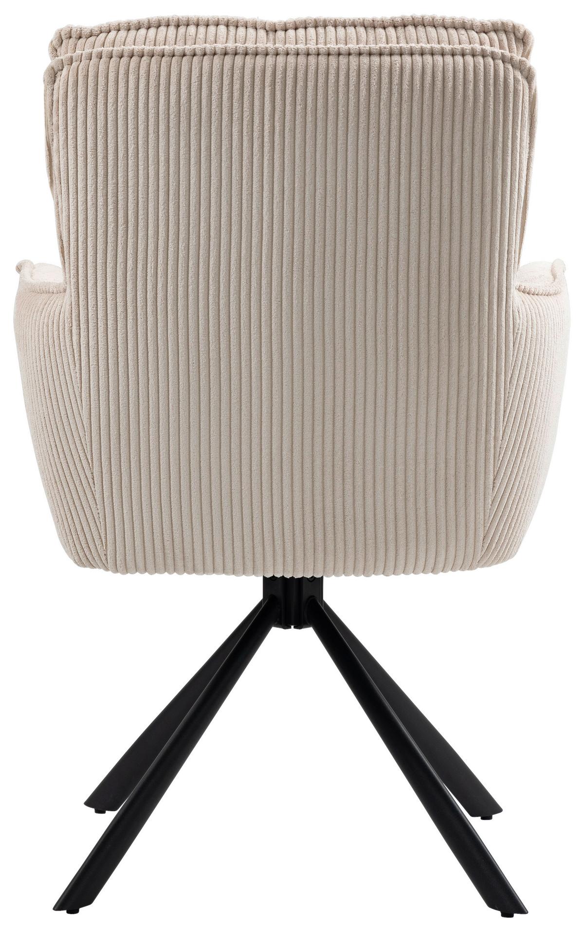 KRZESŁO Z PODŁOKIETNIKAMI ASHER - beżowy/czarny, Design, metal/tkanina (62/95/67cm) - Novel