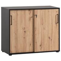 Aktenschrank Aino U 1000 ST Schwarz/Eiche Artisan - Schwarz/Eiche Artisan, MODERN, Holzwerkstoff (100,1/83,6/41cm) - MID.YOU
