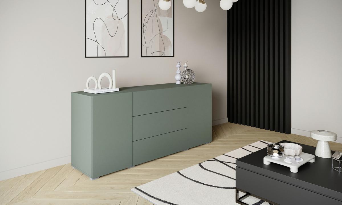 Sideboard 150cm Berlin 150 Salbeigrün - Salbeigrün/Grau, Design, Holzwerkstoff/Kunststoff (150/68/38,5cm) - P & B
