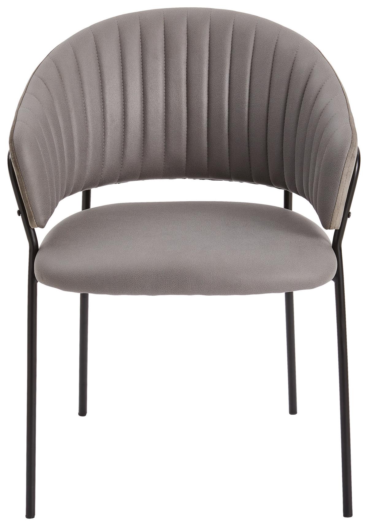 KRZESŁO Z PODŁOKIETNIKAMI EDITH - czarny/szary, Basics, metal/tkanina (58/80/54cm) - Livetastic