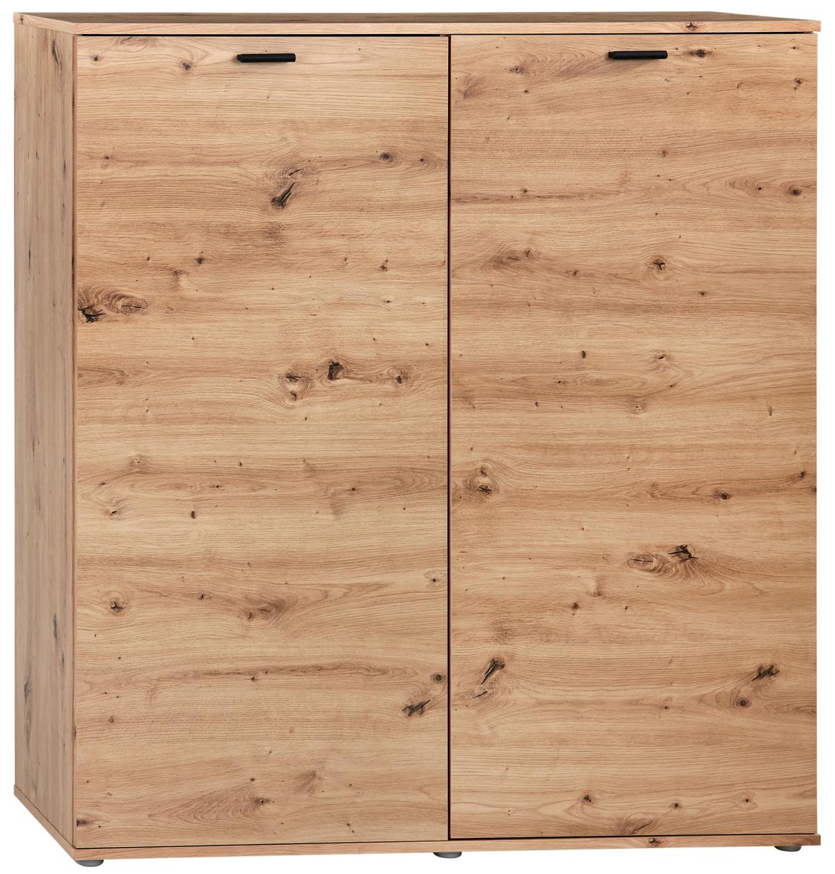 Ormarić Za Cipele Boot 2 - boje hrasta/crna, Moderno, drvni materijal/plastika (120/125/37cm) - Modern Living