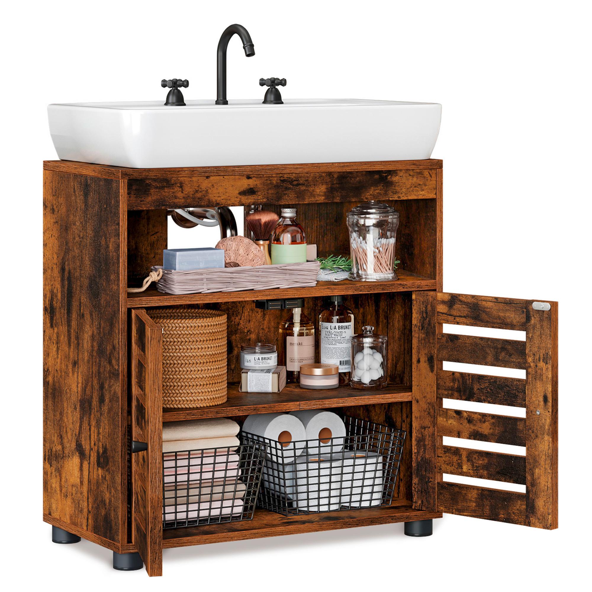 WASCHBECKENUNTERSCHRANK BBK04BXV1 - Schwarz/Braun, Trend, Holzwerkstoff/Kunststoff (60/63/30cm) - MID.YOU