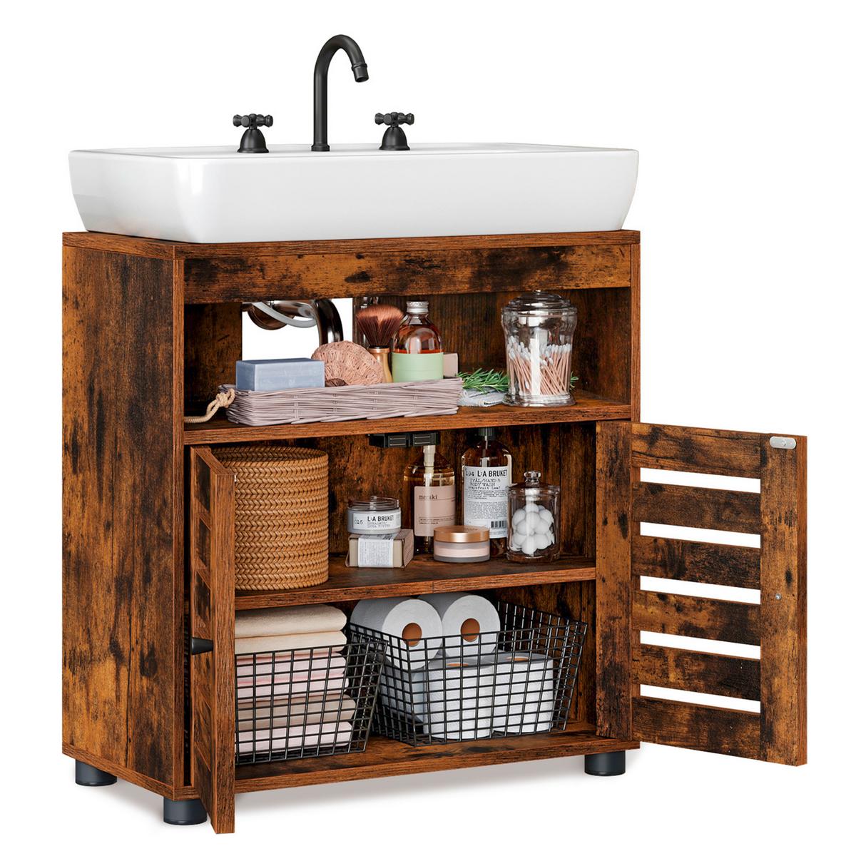 WASCHBECKENUNTERSCHRANK BBK04BXV1 - Schwarz/Braun, Trend, Holzwerkstoff/Kunststoff (60/63/30cm) - MID.YOU