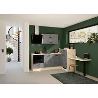 Eckküche IBZ ohne Geräte ca. 225x241 cm Grau - Eichefarben/Schwarz, Design, Holzwerkstoff/Metall (225/241cm) - Impuls