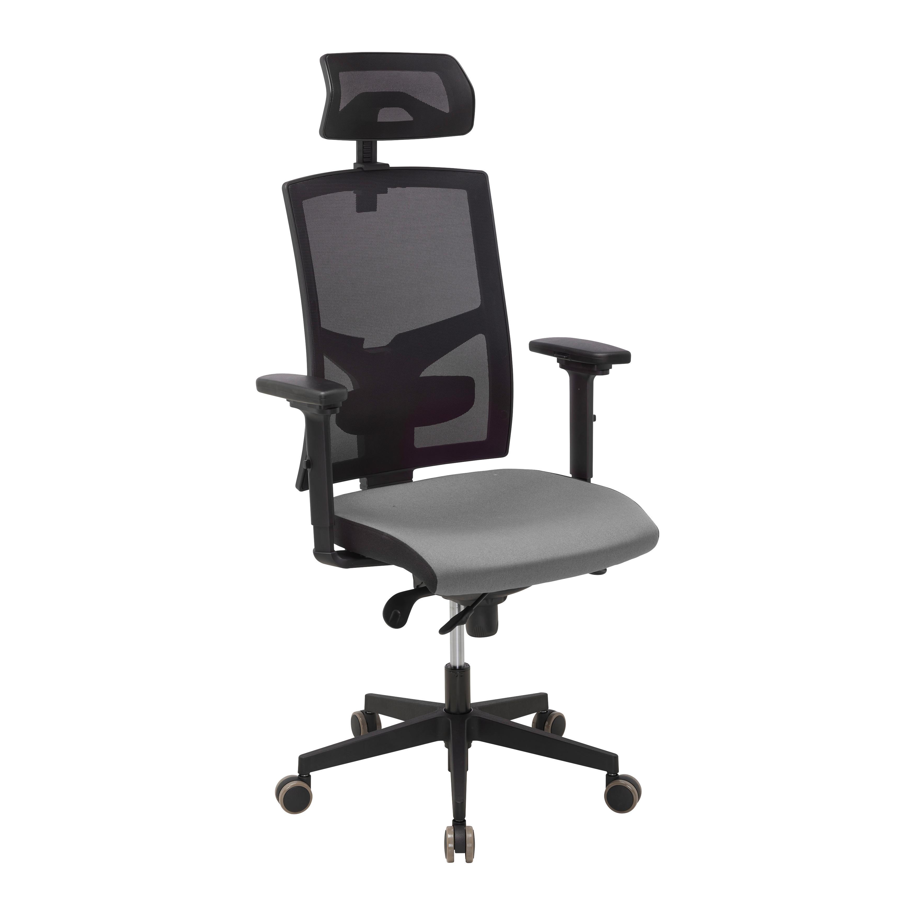 Chefsessel Boss Grau/Schwarz - Schwarz/Grau, MODERN, Kunststoff/Textil (64/142/64cm) - Mömax