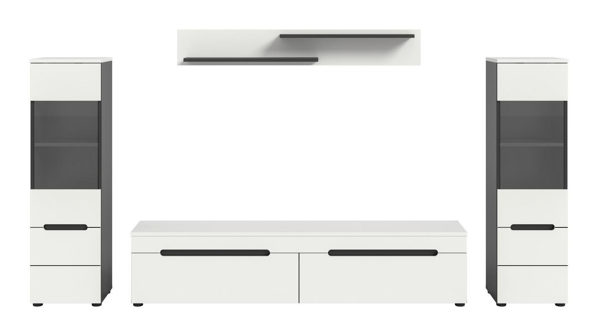 Dnevni Regal Canu, Bela, Siva, 4-Delni - črna/bela, Design, umetna masa/leseni material (272/141/33cm) - Livetastic