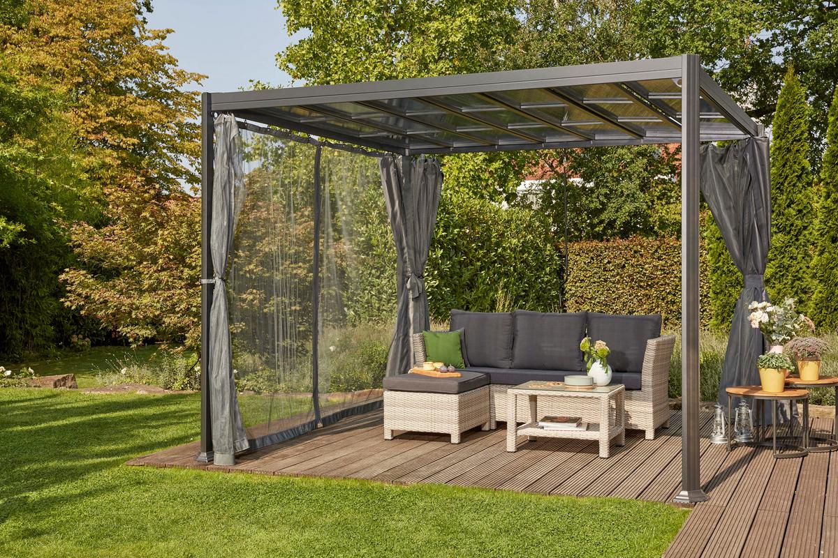 Mückennetz Florenz Grau mit Reißverschluss - Grau, Basics, Kunststoff (216/300cm) - Gardenson