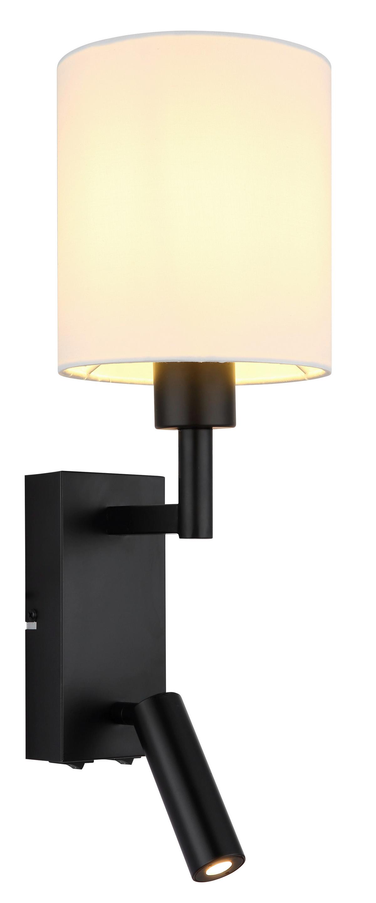 Led Zidna Svjetiljka Zamora - bijela/crna, Konvencionalno, metal/tekstil (15/45,5cm) - Globo