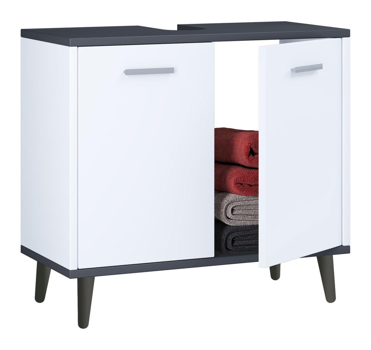 Waschbeckenunterschrank Landods Anthr./Weiß ca. 60 cm - Anthrazit/Weiß, MODERN, Holzwerkstoff/Kunststoff (60/56/28cm) - MID.YOU
