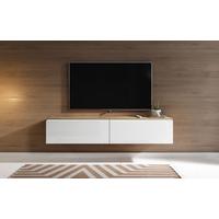 TV-Lowboard mit LED ca. 140x30 cm Weiß/Eiche - Weiß Hochglanz/Eiche Wotan, LIFESTYLE, Holzwerkstoff/Kunststoff (140/30/33cm) - P & B
