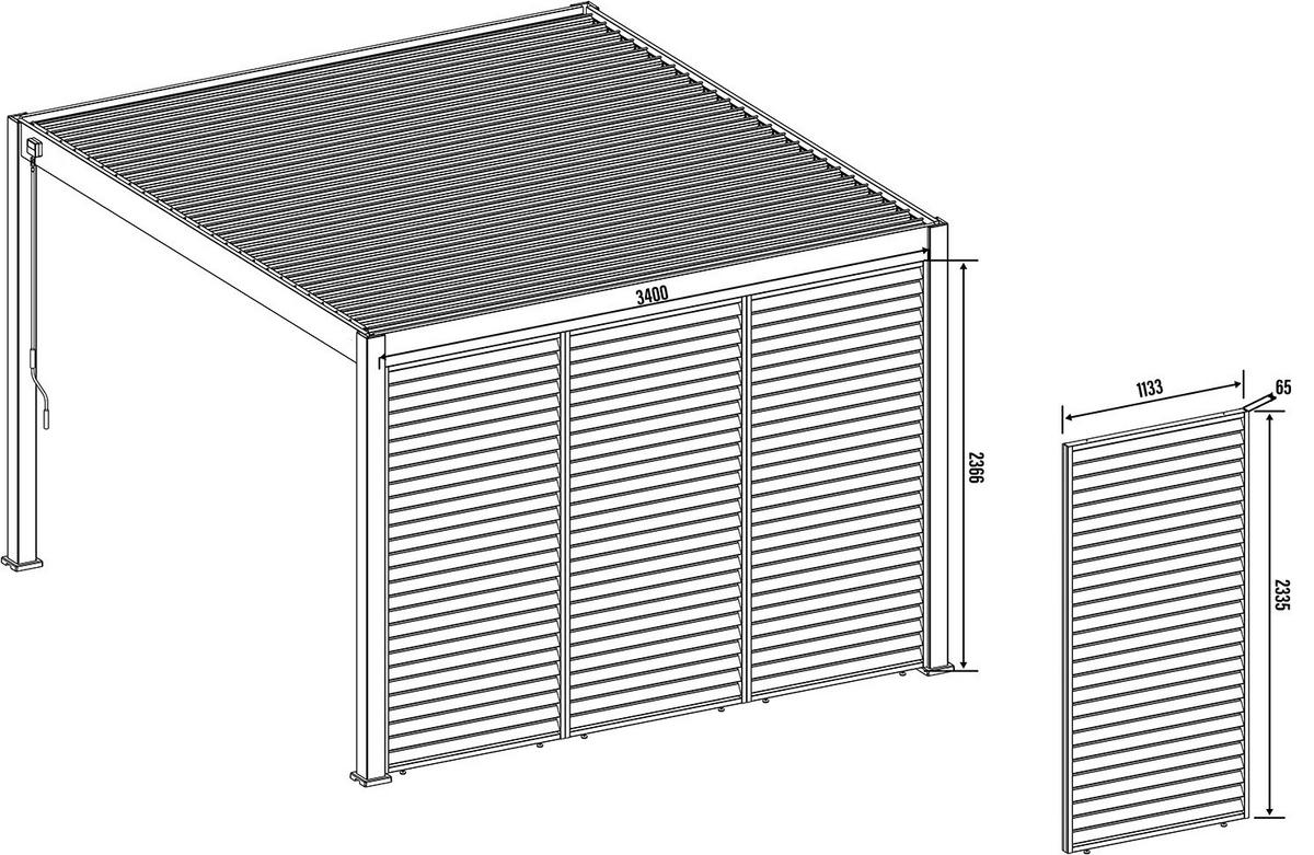 Stranski Del Za Pergolo Vertikale, Antracit, 113cm - barve grafita, Basics, kovina (113,3/233,5/6,5cm) - Gardenson