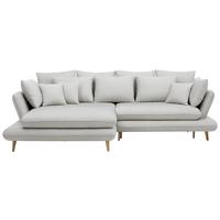 Wohnlandschaft Monte in Hellgrau Webstoff - Hellgrau/Naturfarben, ROMANTIK / LANDHAUS, Holz/Textil (181/90/283cm) - Based