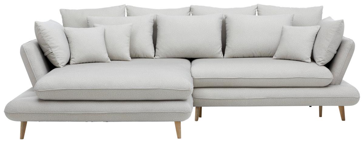 Wohnlandschaft Monte in Hellgrau Webstoff - Hellgrau/Naturfarben, ROMANTIK / LANDHAUS, Holz/Textil (181/90/283cm) - Based