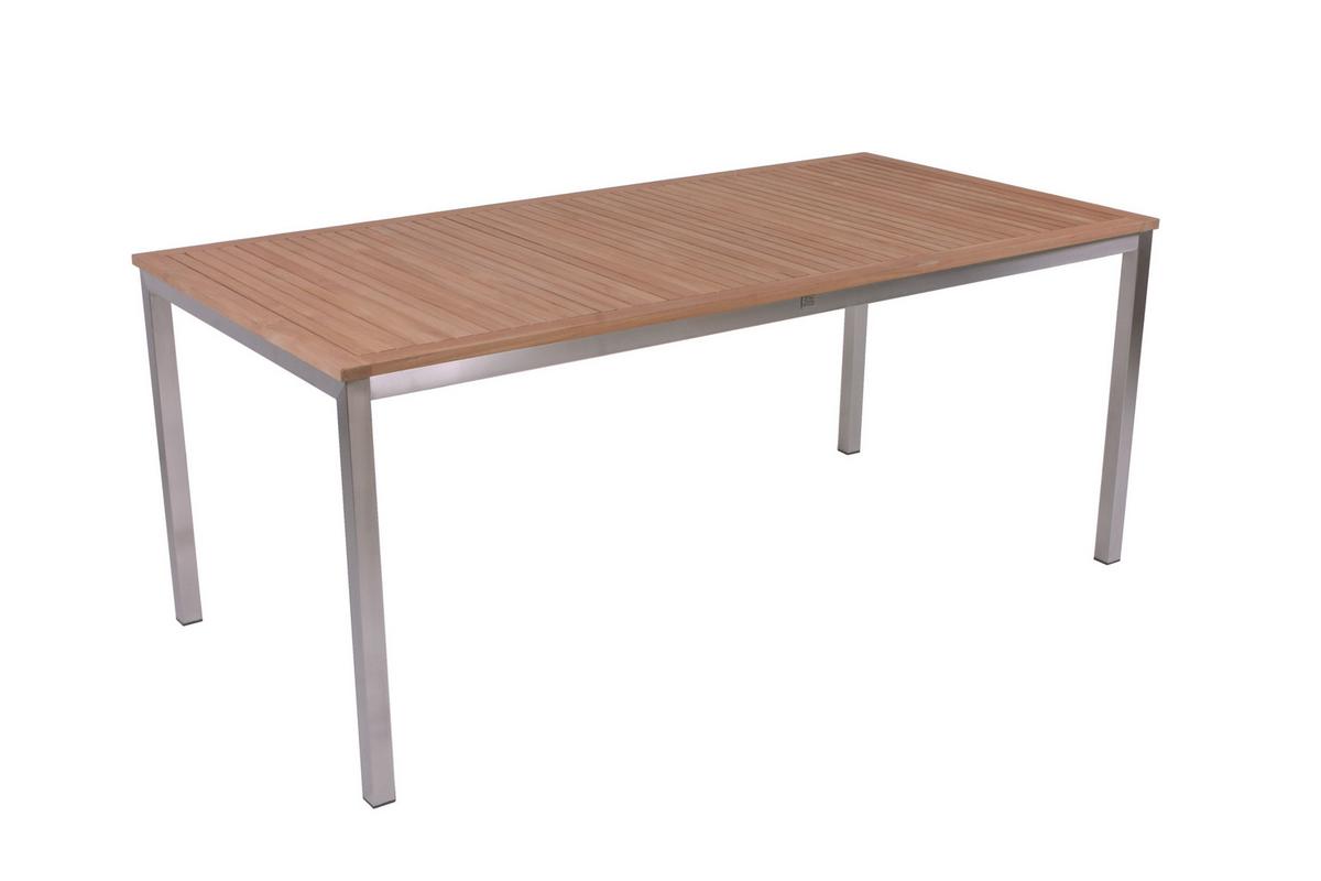 Gartentischgruppe Denver ca. 190x280 cm Teakholz - Silberfarben/Braun, Basics, Holz/Kunststoff (190/75/280cm) - Gardenson