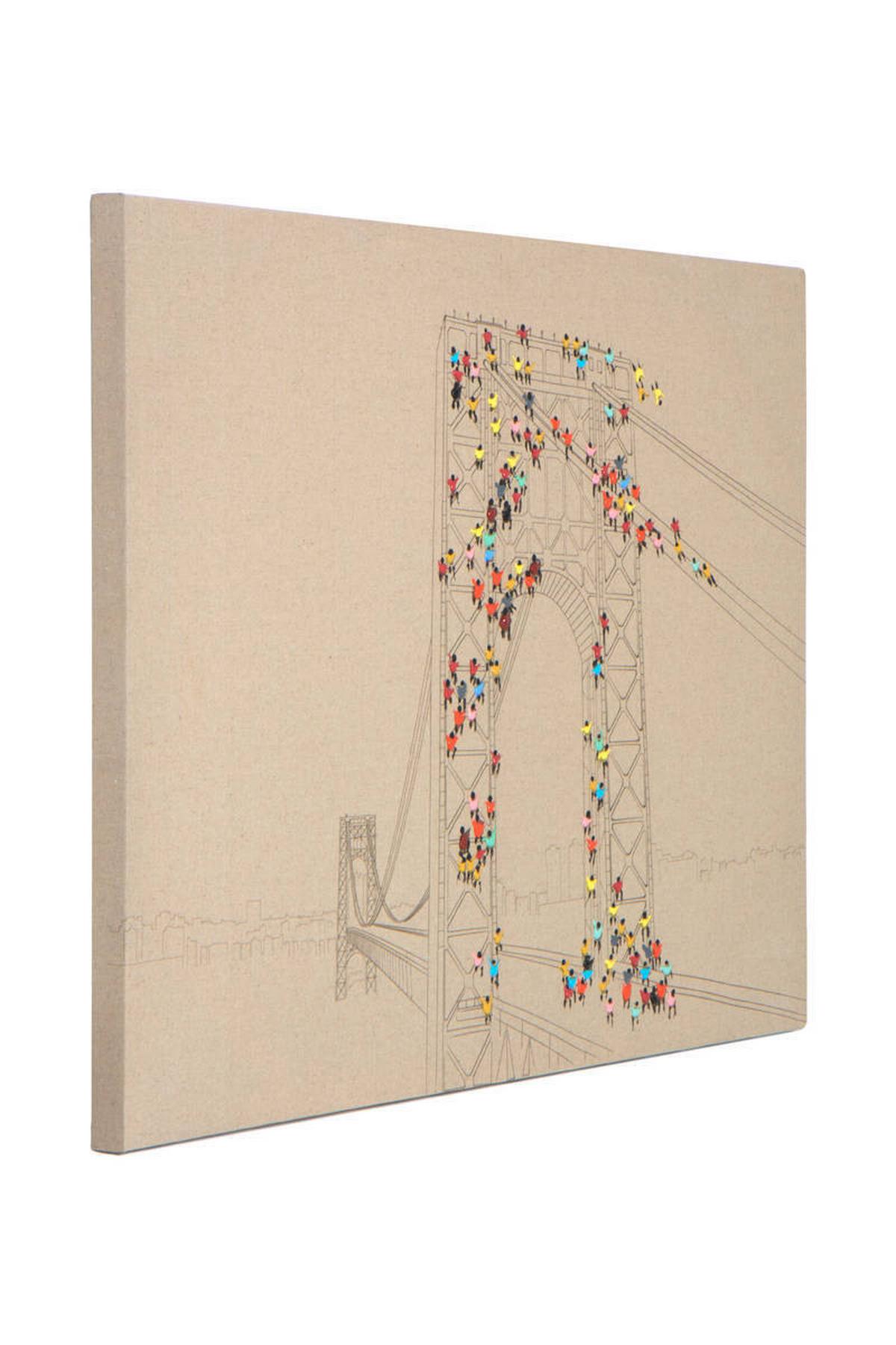 ÖLGEMÄLDE ÖL-WANDBILD MENSCHENMENGE - Multicolor, Trend, Holz/Kunststoff (100/75cm) - Kayoom