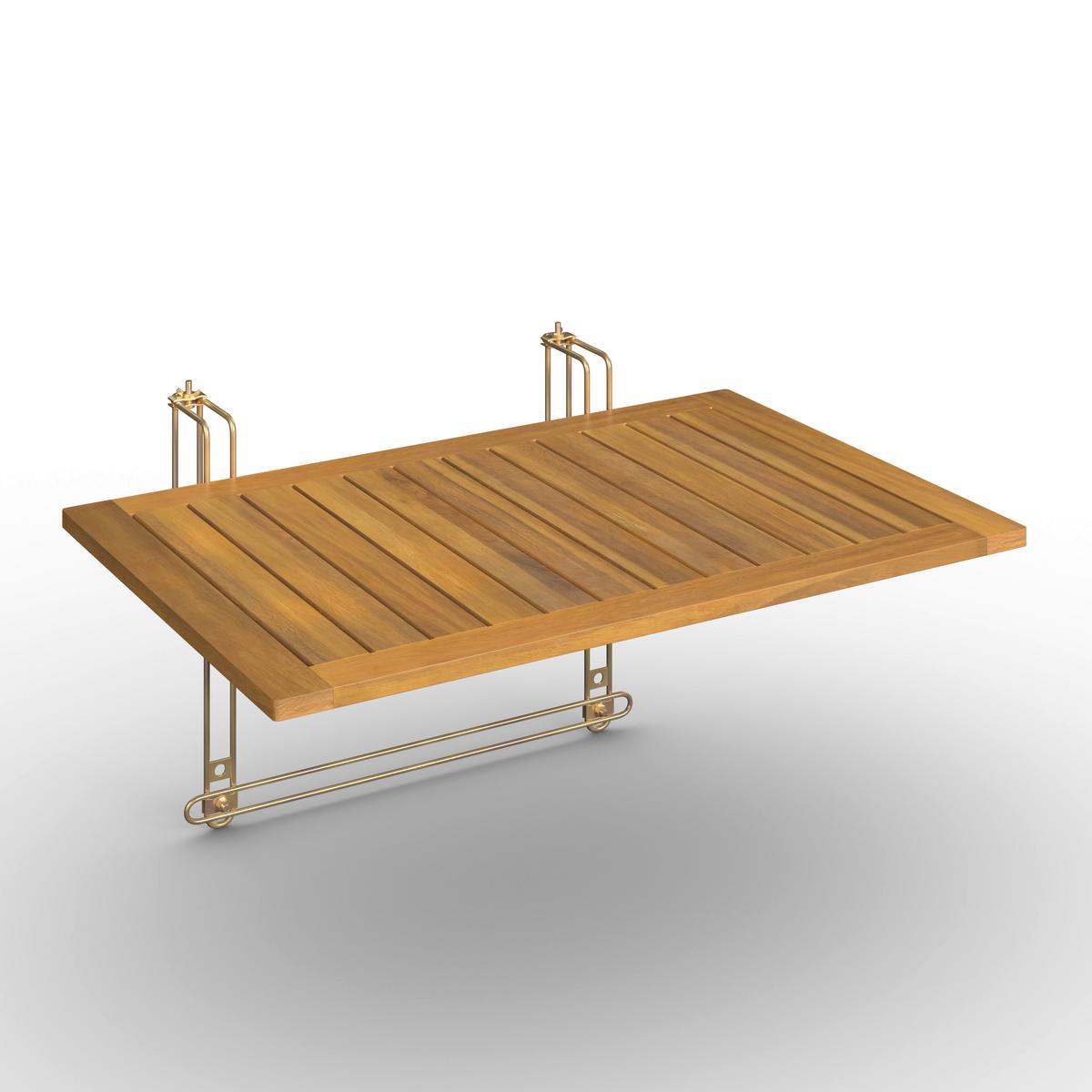 Balkontisch Helena Akazie/ Metall ca. 65x35x45 cm - Silberfarben/Akaziefarben, MODERN, Holz/Metall (65/35/45cm) - Bessagi Garden