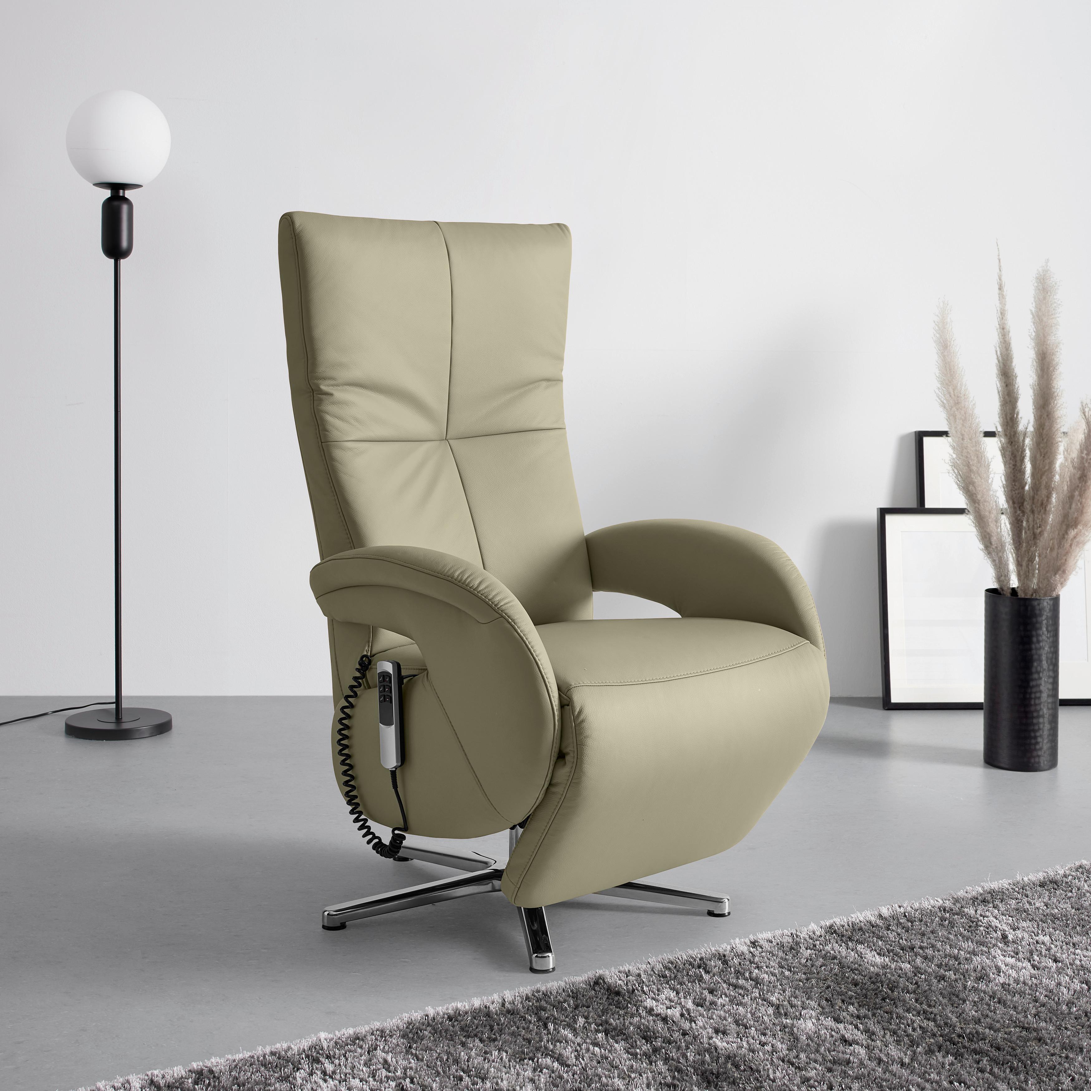 Relaxsessel Sitting 2 Grau - Chromfarben/Grau, MODERN, Leder (70/111/80cm) - Premium Living